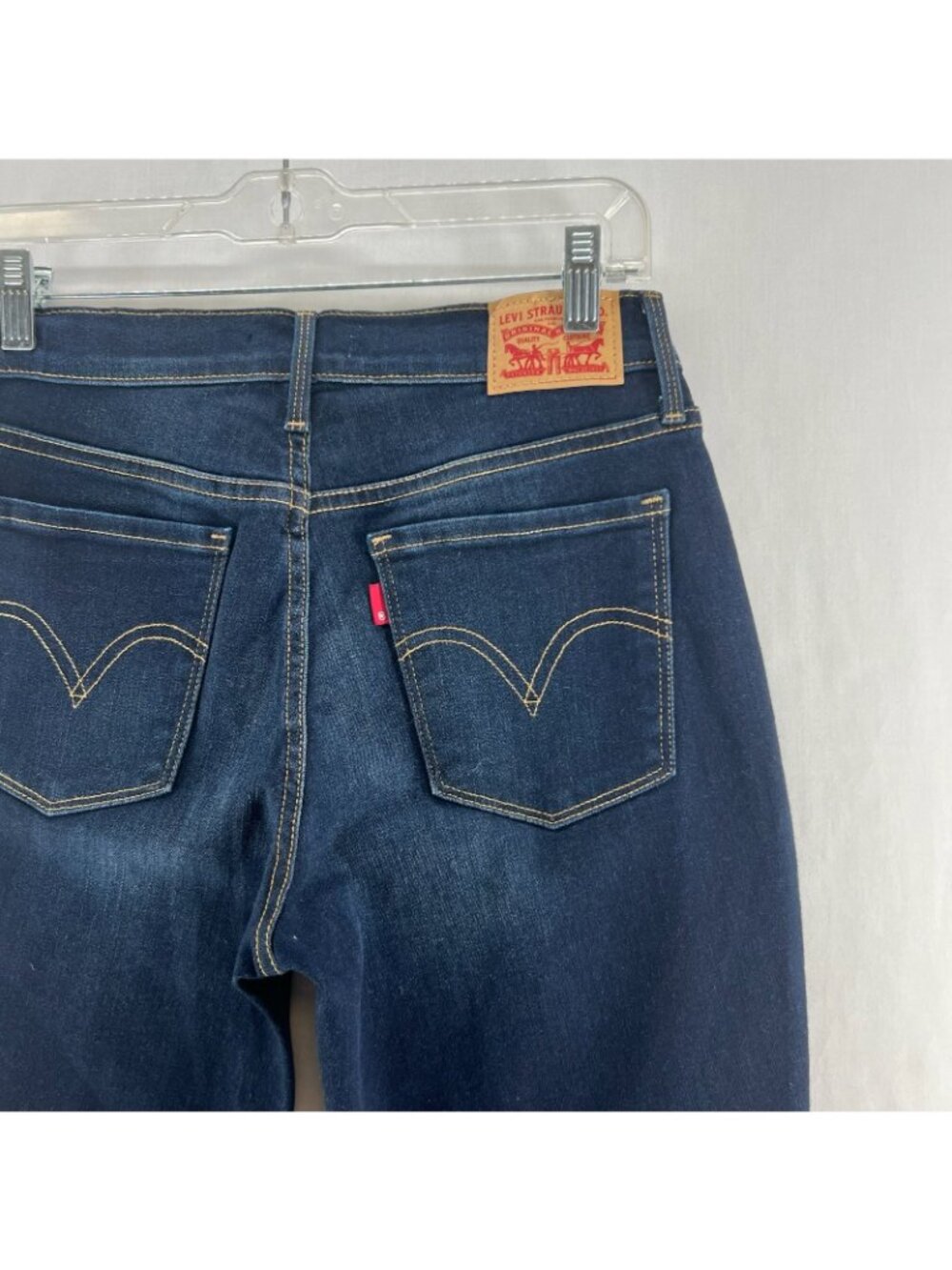 Levi’s 505 Straight Leg Jeans Womens 6 Dark Wash Stretch Denim Mid Rise Zip Blue - Picture 11 of 14